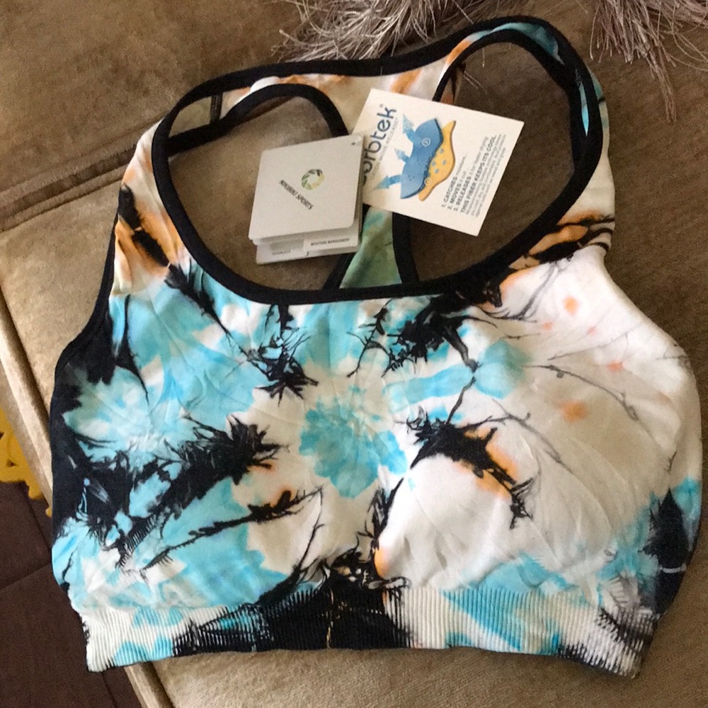 Nikibiki Blue Black White Tie-Dye Sports Bra